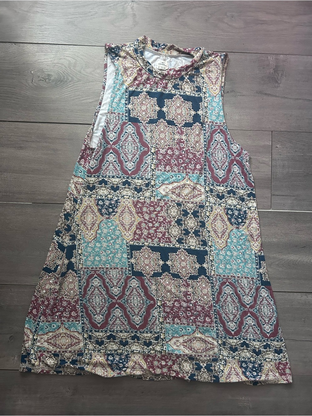 Multi-Color Patchwork Print Sleeveless Dress